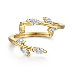 Outlet Gabriel & Co. Kind - 14K Yellow Gold Prong set Marquise Diamond Ring Enhancer - 0.3 ct