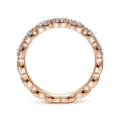 Clearance Gabriel & Co. Kios - 14K Rose Gold Round Diamond Halo Anniversary Band - 0.95 ct