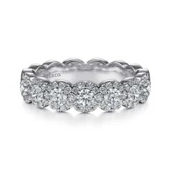 Outlet Gabriel & Co. Kios - 14K White Gold Round Diamond Halo Anniversary Band - 0.95 ct