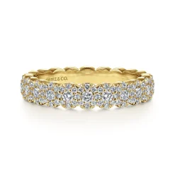 New Gabriel & Co. Kios - 14K Yellow Gold Round Diamond Halo Anniversary Band - 0.55 ct