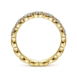 Outlet Gabriel & Co. Kios - 14K Yellow Gold Round Diamond Halo Anniversary Band - 0.95 ct