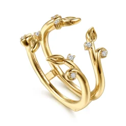 New Gabriel & Co. Kiss - 14K Yellow Gold Prong set Diamond Ring Enhancer - 0.08 ct