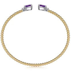 New Gabriel & Co. 14K Mix of White and Yellow Gold AM - Amethyst Bangle