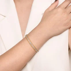 Best Gabriel & Co. 14K Mix of White and Yellow Gold Diamond Bangle