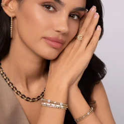 Best Gabriel & Co. 14K Mix of White and Yellow Gold Diamond Bangle