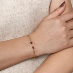 Gabriel & Co. 14K Mix of White and Yellow Gold Diamond and Garnet Bangle