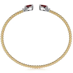 Gabriel & Co. 14K Mix of White and Yellow Gold Diamond and Garnet Bangle