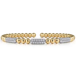 Best Gabriel & Co. 14K Mix of White and Yellow Gold Diamond Bangle