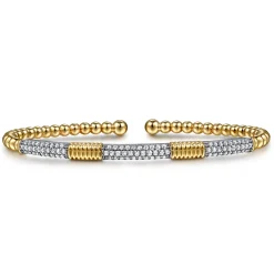 Hot Gabriel & Co. 14K Mix of White and Yellow Gold Diamond Bangle
