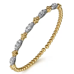 Best Gabriel & Co. 14K Mix of White and Yellow Gold Diamond Bangle