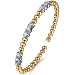 Clearance Gabriel & Co. 14K Mix of White and Yellow Gold Diamond Bangle