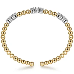 Clearance Gabriel & Co. 14K Mix of White and Yellow Gold Diamond Bangle
