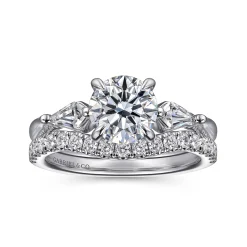 Online Gabriel & Co. Kristen - 14K White Gold Round Three Stone Diamond Engagement Ring with Kite Side Stones