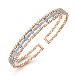 Online Gabriel & Co. 14K Rose and White Gold Bujukan Diamond Cuff Bangle