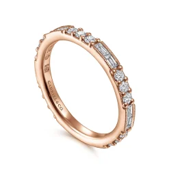 Online Gabriel & Co. 14K Rose Gold Baguette and Round Diamond Stackable Ring