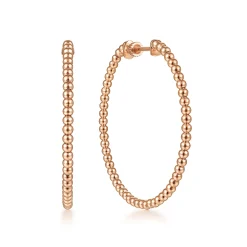 Best Gabriel & Co. 14K Rose Gold Beaded 40mm Round Classic Hoop Earrings