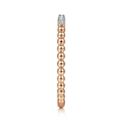 Gabriel & Co. 14K Rose Gold Bujukan Bead and Diamond Stackable Ring