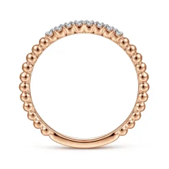 Gabriel & Co. 14K Rose Gold Bujukan Bead and Diamond Stackable Ring