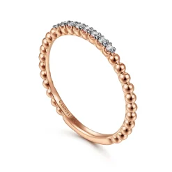 Gabriel & Co. 14K Rose Gold Bujukan Bead and Diamond Stackable Ring