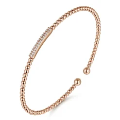 New Gabriel & Co. 14K Rose Gold Bujukan Bead Bangle with Diamonds