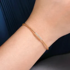 New Gabriel & Co. 14K Rose Gold Bujukan Bead Bangle with Diamonds