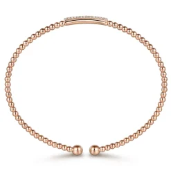 New Gabriel & Co. 14K Rose Gold Bujukan Bead Bangle with Diamonds