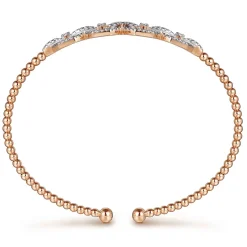 Outlet Gabriel & Co. 14K Rose Gold Bujukan Bead Cuff Bracelet with Diamond Pave Links