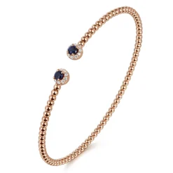 Online Gabriel & Co. 14K Rose Gold Bujukan Bead Split Cuff Bracelet with Sapphire and Diamond
