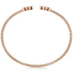 Discount Gabriel & Co. 14K Rose Gold Bujukan Bead Split Cuff Bracelet with Quatrefoil Diamond Endcaps