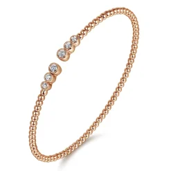 Outlet Gabriel & Co. 14K Rose Gold Bujukan Bead Split Cuff Bracelet with Bezel Set Diamonds