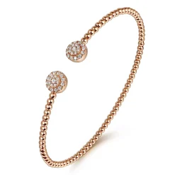 Clearance Gabriel & Co. 14K Rose Gold Bujukan Cluster Diamond Split Bangle