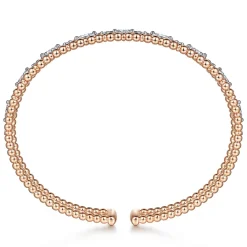 Clearance Gabriel & Co. 14K Rose Gold Bujukan Cuff Bracelet with Marquise and Round Diamonds