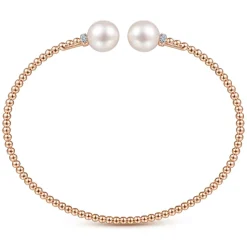 Discount Gabriel & Co. 14K Rose Gold Bujukan Diamond and Pearl Split Bangle