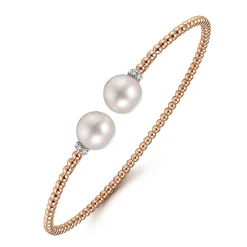 Discount Gabriel & Co. 14K Rose Gold Bujukan Diamond and Pearl Split Bangle