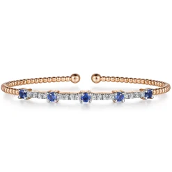 Best Gabriel & Co. 14K Rose Gold Bujukan Diamond and Blue Sapphire Cuff Bracelet