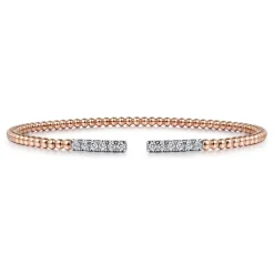 Hot Gabriel & Co. 14K Rose Gold Bujukan Diamond Bars Bangle