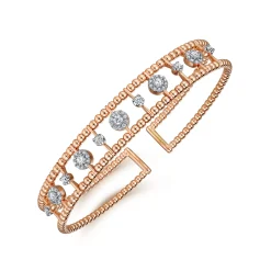 Discount Gabriel & Co. 14K Rose Gold Bujukan Diamond Cluster Cuff Bangle