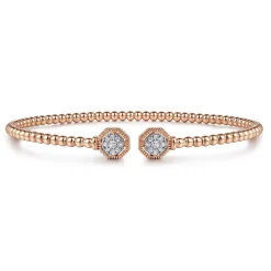 New Gabriel & Co. 14K Rose Gold Bujukan Diamond Hexagon Split Bangle