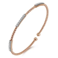 Online Gabriel & Co. 14K Rose Gold Bujukan Diamond Stations Bangle