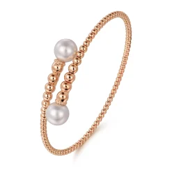 Best Gabriel & Co. 14K Rose Gold Bujukan Fresh Water Pearl Bangle