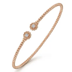 Sale Gabriel & Co. 14K Rose Gold Bujukan Split Cuff Bracelet with Diamond Flower Caps