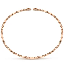 Sale Gabriel & Co. 14K Rose Gold Bujukan Split Cuff Bracelet with Diamond Flower Caps