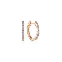 Discount Gabriel & Co. 14K Rose Gold Classic 15mm Pave Diamond Huggies