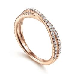 New Gabriel & Co. 14K Rose Gold Criss Cross Diamond Stackable Ring