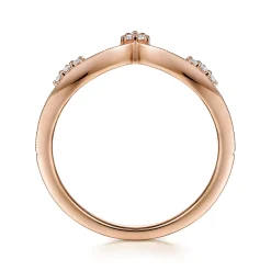 Gabriel & Co. 14K Rose Gold Diamond Cluster Chevron Ring