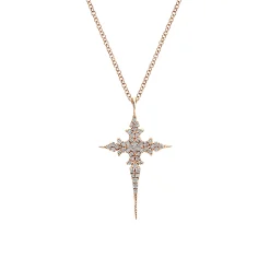 Clearance Gabriel & Co. 14K Rose Gold Diamond Cross Pendant Necklace