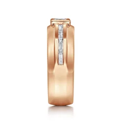Discount Gabriel & Co. 14K Rose Gold Diamond Mens Engagement Ring in High Polished Finish