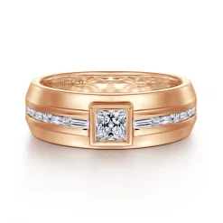 Discount Gabriel & Co. 14K Rose Gold Diamond Mens Engagement Ring in High Polished Finish
