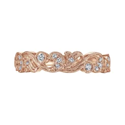 Clearance Gabriel & Co. 14K Rose Gold Floral Diamond Anniversary Band with Milgrain - 0.15 ct