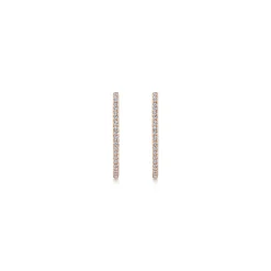 Clearance Gabriel & Co. 14K Rose Gold French Pave 20mm Round Inside Out Diamond Hoop Earrings
